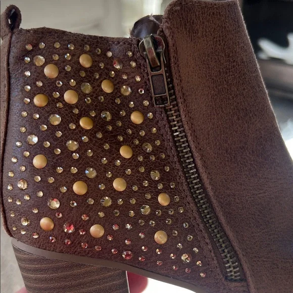 Brown Studded Ankle Boots - Picture 2 of 9